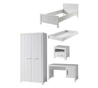 Vipack Erik Lit Simple + Lit Gigogne + Chevet + Bureau + Armoire 2 Portes Multicolore