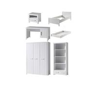 Vipack ERIK Lit simple + Lit gigogne + Chevet + Bureau + Armoire 3 portes + Bibliothèque Multicolore