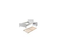 Chambre enfant 3 pièces lit sommier chevet pin massif laqué blanc Erik Blanc