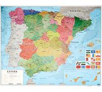 Erik - Mini Carte d'Espagne Politique - Espagnol - Papier Glacé - 40x50cm