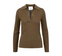 Erika Cavallini - Polo en Laine Marron à Manches Longues - Femme - Pulls - Brun - Taille: 38 FR