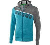 Erima 5-C entraînement Veste avec capuche Homme, Oriental Blue chiné/Gris chiné/Blanc, XXL