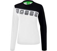 Erima 5-C Longsleeve Femme, Blanc/Noir/Dark Grey, FR : M (Taille Fabricant : 38)