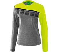Erima 5 C Longsleeve Femme, Gris Chiné/Lime Pop/Noir, FR : 38 (Taille Fabricant : 36)