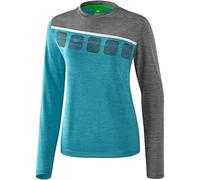 Erima 5-C Longsleeve Manche Longue Femme, Oriental Blue Chiné/Gris Chiné/Blanc, FR : XL (Taille Fabricant : 42)