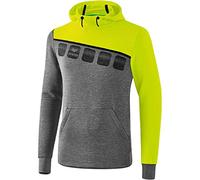 Erima 5-C Sweat à Capuche Hoodie Mixte Adulte, Gris chiné/Lime Pop/Noir, FR (Taille Fabricant : XL)