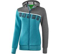 Erima Femme 5- C Longsleeve, Oriental Blue Chiné/Gris Chiné/Blanc, 46 EU