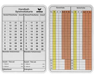 Erima SPIELNOTIZKARTEN HANDBALL Bloc-notes 1 Blanc