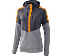 Erima Squad Sweat Shirt à Capuche Femme, Slate Grey/Monument Grey/New Orange, FR : M (Taille Fabricant : 38)
