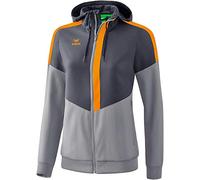 Erima Squad Tracktop Veste avec Capuche Femme, Slate Grey/Monument Grey/New Orange, FR : S (Taille Fabricant : 36)
