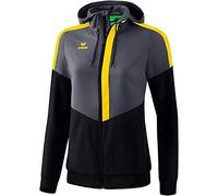 Erima Squad Tracktop Veste avec Capuche Femme, Slate Grey/Noir/Jaune, FR : XS (Taille Fabricant : 34)