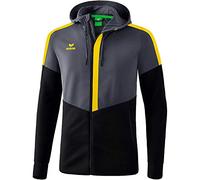 Erima Squad Veste d'entraînement à Capuche Mixte Enfant, Slate Grey/Noir/Jaune, FR : XS (Taille Fabricant : 152)