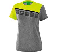 Erima T- Shirt 5-C Femme, Gris chiné/Lime Pop/Noir, FR : XS (Taille Fabricant : 34)