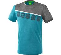 Erima T-Shirt 5-C Mixte Enfant, Oriental Blue Chiné/Gris Chiné/Blanc), FR : XS-S (Taille Fabricant : 164)