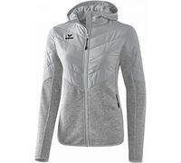 Erima Veste matelassée/tricotée avec Capuche Jacket Femme, Gris, FR : XS (Taille Fabricant : 34)