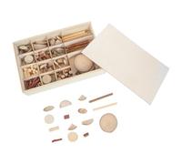 ERINGOGO 1 lot de rondelles de bois pour loisirs créatifs - Kit de rondelles de bois de formes variées - naturel pour projets d'artisanat, de décoration et d'art.