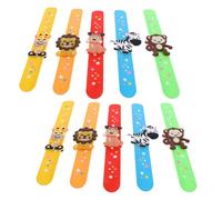 ERINGOGO 10 Pièces Bracelets Slap Silicone à Motifs Animaux Colorés Accessoires de Fête Anniversaire pour Garçon Fille Bracelets Décoratifs et Confortables