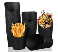 ERINGOGO 100 pièces Gobelets Jetables Carton Noir avec Ouverture Inclinée Porte-snacks pour Frites et Apéritifs Usage Unique pour Événements et Restauration