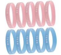 ERINGOGO 10pièces Bracelets Silicone Gender Reveal Team Garçon Fille Décorations Fête Prénatale Shower Wristbands Confortables Léger Et Stylé