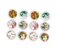 ERINGOGO 12 Boîtes Boîtes de Paillettes Nail Art Étoiles de Noël Colorées Accessoires DIY Manucure Festifs Flocons Dorés pour Décoration Ongles Cadeau Pratique pour Femmes