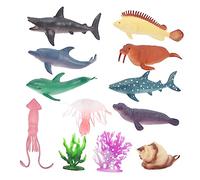 ERINGOGO 12 pièces Modèles Animaux Marins Ensemble de Figurines Éducatives pour Garçon Fille Jouets de Simulation Animaux Océaniques Décorations Thématiques sous pour Maison et