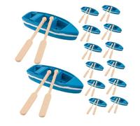 ERINGOGO 16 Ensemble Mini Bateau Modèle avec Rames Figurines Voilier Miniature Bois Décor de Table Nautique pour Micro-Paysage Marin et Scène Plage DIY