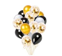 ERINGOGO 18 pcs Lot de Ballons Transparents Décoratifs à Confettis Latex pour Fête Mariage Anniversaire avec Ballon Noir Or et Argent