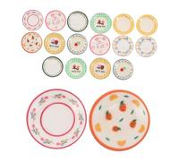 ERINGOGO 18 Pcs Miniature Kitchen Tableware Set Resin Dollhouse Plates with Intricate Patterns Mini Food Trays for Pretend Play and DIY Dollhouse Accessories