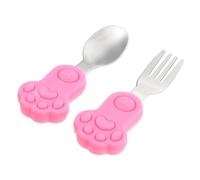 ERINGOGO 1ensemble Set De Couverts Acier Inoxydable Et Silicone Pour Garçon Fille Fourchette Et Cuillère Silicone Pratiques Et Colorées Pour Apprentissage Dînette Pour Garçons Et