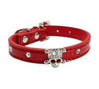 ERINGOGO 1pièce Collier pour Chien Élégant PU avec Design Crâne Et Cristaux Parfait pour Halloween Occasions Festives