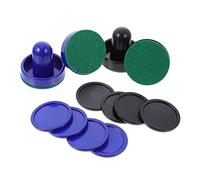 ERINGOGO 2 Ensembles Accessoires Hockey Air Mini Palets et Poussoirs pour Table de Hockey Glace Poussoirs et Rondelles Noirs et Bleu Roi de Remplacement pour Jeu Arcade Familial