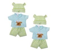 ERINGOGO 2 Ensembles Ten Doll Clothes Striped Cotton Outfits with Hats Dress-up Accessories for Pretend Play and Doll Wardrobe