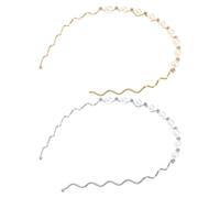 ERINGOGO 2 pièces Bandeaux Perles et Cristaux Élégants pour Femmes Serre-tête Chic Argenté et Doré Accessoires Cheveux Raffinés pour Mariage et Fête