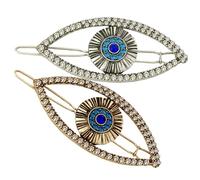 ERINGOGO 2 Pièces Barrettes Cheveux Femmes Evil Eye Lot Vintage Doré et Argenté Épingles Décoratives pour Mariage et Fête
