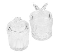 ERINGOGO 2 Pièces Bocal de Rangement en Verre Gaufré avec Porte-allumettes | Structure Interne Dédiée, Motif Décoratif en Relief, pour Grains de Café, Balcon et Patio