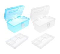 ERINGOGO 2 pièces Boîte de Rangement Maquillage et Manucure Compacte Boîte Plastique Portable Multifonction avec Poignée Organisateur Compartimenté pour Cosmétiques et Petits Outils