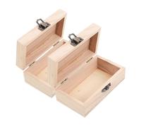 ERINGOGO 2 pièces Boîte de Rangement Massif Coffre à Bijoux DIY Naturel à Peindre Organisateur Objets Précieux Compact pour Bureau et Salon