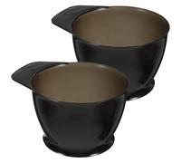 ERINGOGO 2 Pièces Bol de Coloration Capillaire Poignée Graduée Antidérapant | Repères Intégrés Cuve, Base Stable, Nettoyage Facile, Transparent Noir, pour Coiffeurs, Étudiants et Mélanges Plusieurs