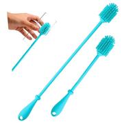 ERINGOGO 2 pièces Brosse Silicone Nettoyage Biberon et Bouteille Lot Longue Antidérapant Bleu Brosse Souple pour Nettoyage Profond des Crevasses Goupillon Fine pour Biberons à Étroit