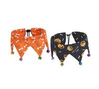 ERINGOGO 2 Pièces Collier pour Chat et Chien Halloween avec Clochettes Collier Réglable Polyester et Respirant Accessoire pour Chiots et Tour de Cou Orange et Noir
