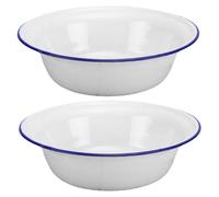 ERINGOGO 2 pièces Lot de Bols Émail Vintage Épais Bassin Rétro Multifonction pour Cuisine Rétention Fraîcheur et Nettoyage Facile