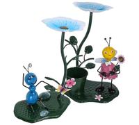 ERINGOGO 2 Pièces Mangeoires Oiseaux Miniatures Métal Décoratives pour Jardin Balcon et Pelouse Sculptures Colorées Résistantes Aux Intempéries pour Amateurs de Nature et Extérieur