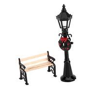ERINGOGO 2 Pièces Miniature Dollhouse Outdoor Scene Accessory Streetlamp and Iron Chair Set Decoration for Miniature Home and Nursery