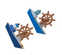 ERINGOGO 2 Pièces Modèle de Voilier Bois Méditerranéen Décoration Nautique Bleu et Blanc Centre de Table Rustique pour Fêtes Côtières et Cérémonies de Remise de Diplômes