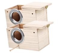 ERINGOGO 2 pièces Nichoir Bois pour Perroquets et Perruches Boîte Nidification avec Couvercle Charnière Maison Oiseau Confortable pour Petits Oiseaux Décoration Jardin Pratique Lot