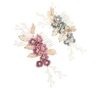 ERINGOGO 2 pièces Peignes de Mariage Décoratifs pour Femmes Accessoires de Cheveux Floraux avec Perles et Coiffure Nuptiale Élégante pour Mariées et Occasions Spéciales