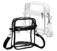 ERINGOGO 2 pièces Sac Bandoulière Transparent Petite Sac de Sport Clair avec Fermeture Éclair Sécurisée Bandoulière Réglable Aux Règles des Stades
