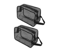 ERINGOGO 2 pièces Trousse de Toilette Maille Portable Noire Sac de Voyage Volume Important Séchage Rapide Rangement Organisé pour Maquillage et Soins pour Femmes 2pcs