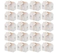 ERINGOGO 20 Boîtes à Bonbons de Petite Maison Blanches Boîtes à Dragées Étiquettes de Remerciement et Ficelle Coffrets Présents pour Invités pour Mariages et Fêtes