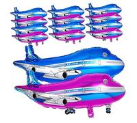 ERINGOGO 20 pièces Ballons Aluminium Avion Bleu et Rose pour Décoration Fête Anniversaire Thème Avion Faciles à Gonfler Air ou Accessoires Décoratifs pour Anniversaire Mariage et